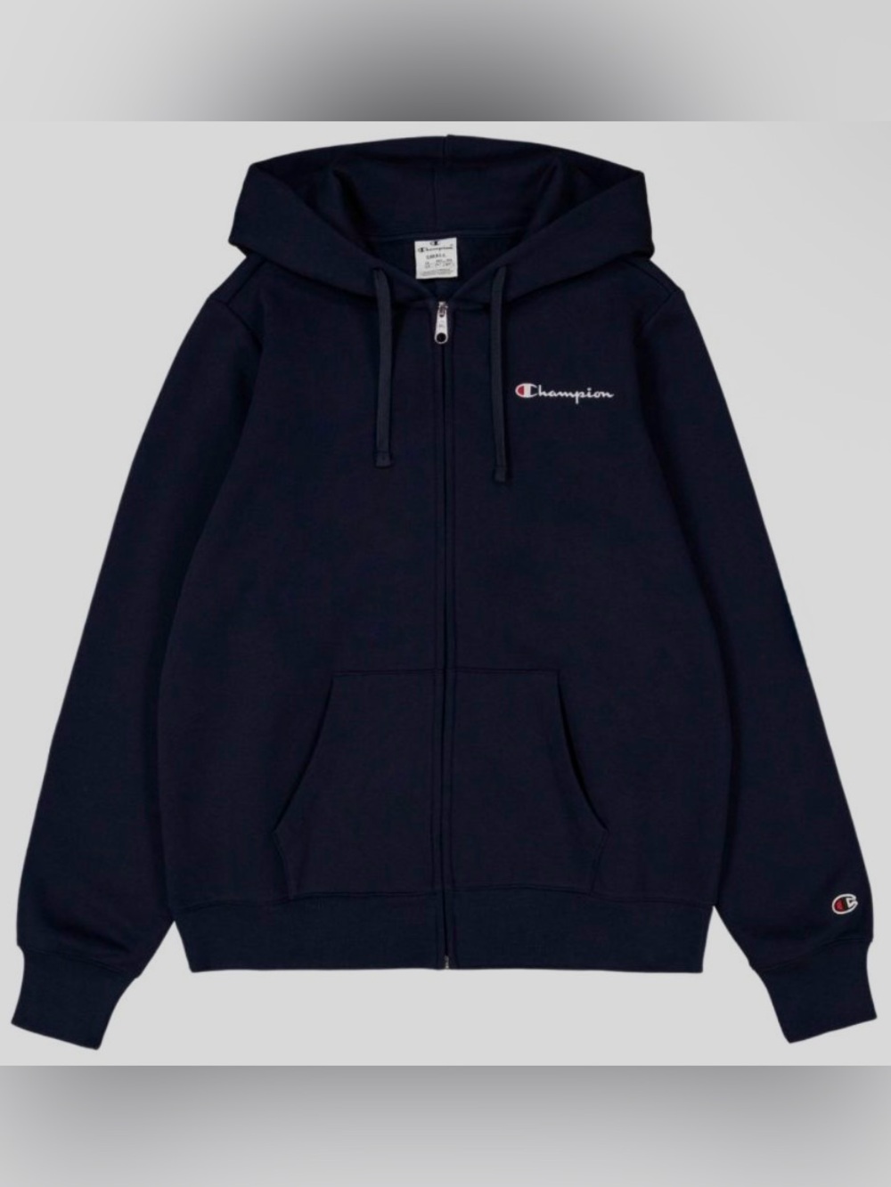 XL Champion Unisex Black Full Zipper Hoodie with Logo